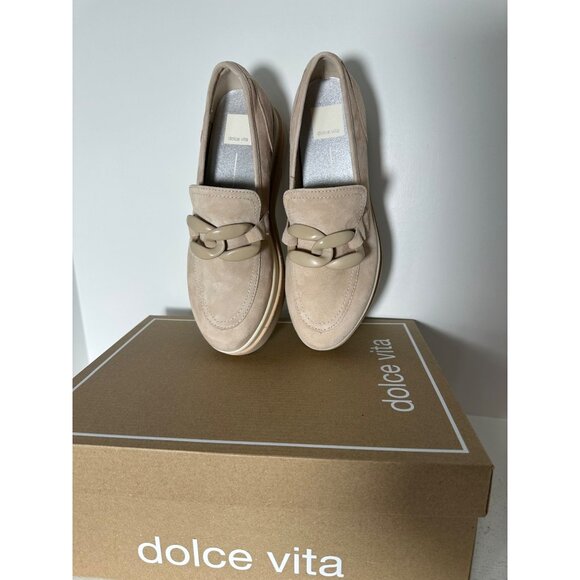 New Dolce Vita Womens Jaksen Dune Suede Chain Loafers Size 7.5 With Box - Picture 2 of 5